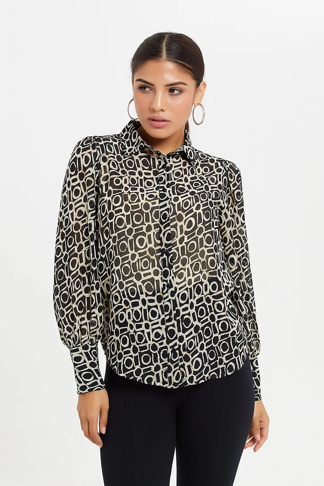 Women Brown Printed Blouse