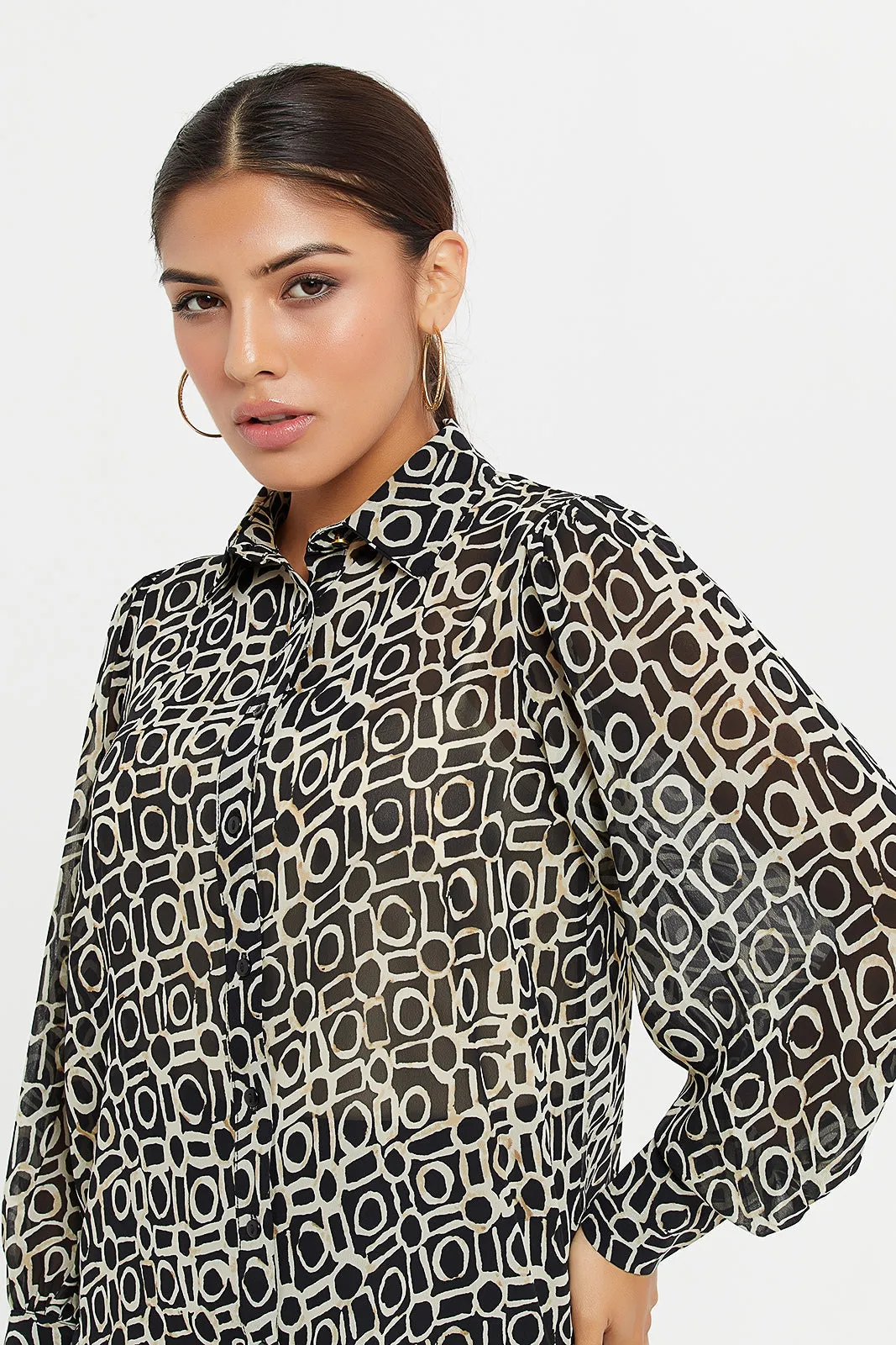 Women Brown Printed Blouse