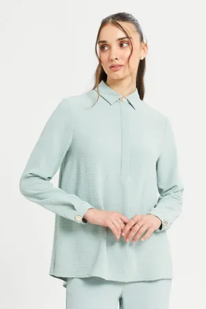 Women Mint Button Embellished Shirt