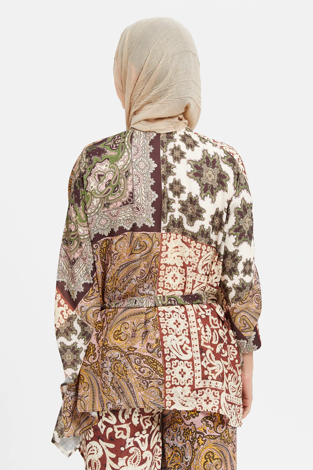 Women Multicolour Front Tie Printed Kaftan Blouse