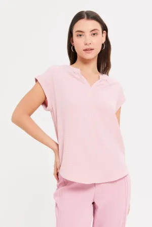 Women Pink Crinkled Blouse