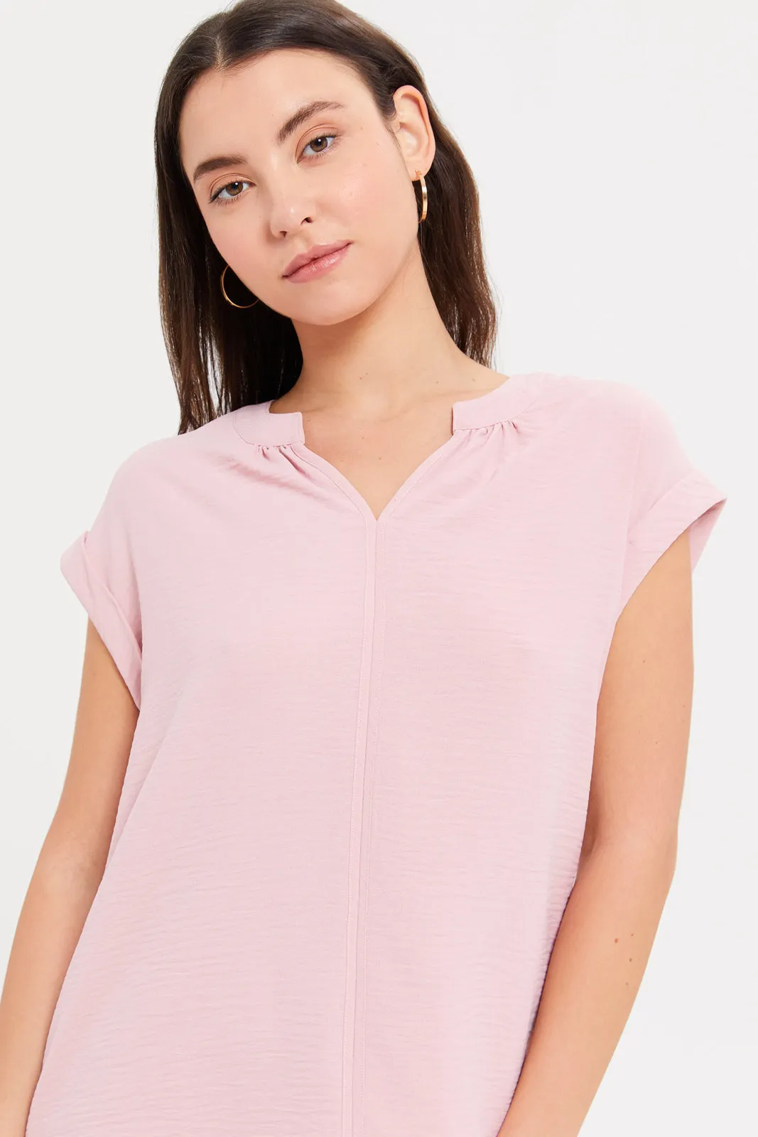 Women Pink Crinkled Blouse