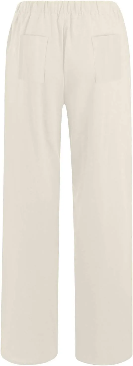 Womens Cotton Linen Wide Leg Palazzo Pants Loose Casual High Waisted Slacks Lightweight Summer Trousers with Pockets